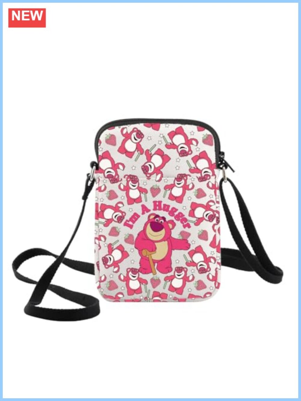Canvas Crossbody Bag Funny Bear Hugger Print Purse with Pockets
